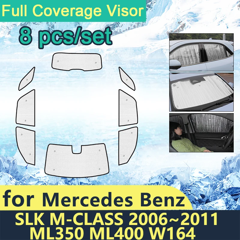 Full Cover Sunshades For Mercedes Benz SLK M-CLASS ML350 ML400 W164 2006~2011 Car Windshields Side Windows Accessories 2010 2009