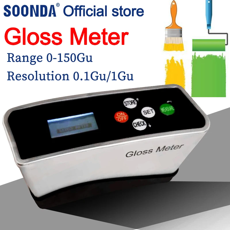 Gloss meter Paint Ink Tiles Stone Surface Gloss Measure Wood Paper Plastic Metal Surface Gloss Tester 0-150Gu 0.1Gu