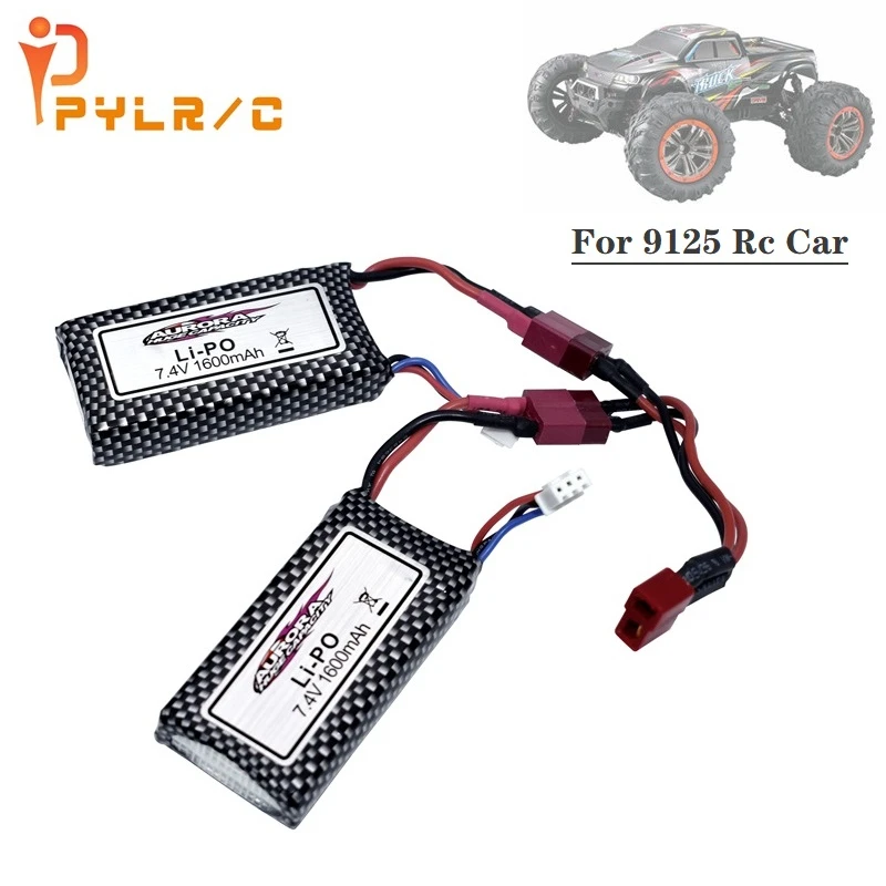 9125 원격 제어 RC 자동차 예비 부품용 T 플러그로 업그레이드, XLH 9125 배터리, 1600mah 7.4V, 7.4v, 1600mah Lipo 배터리, 3200mAh