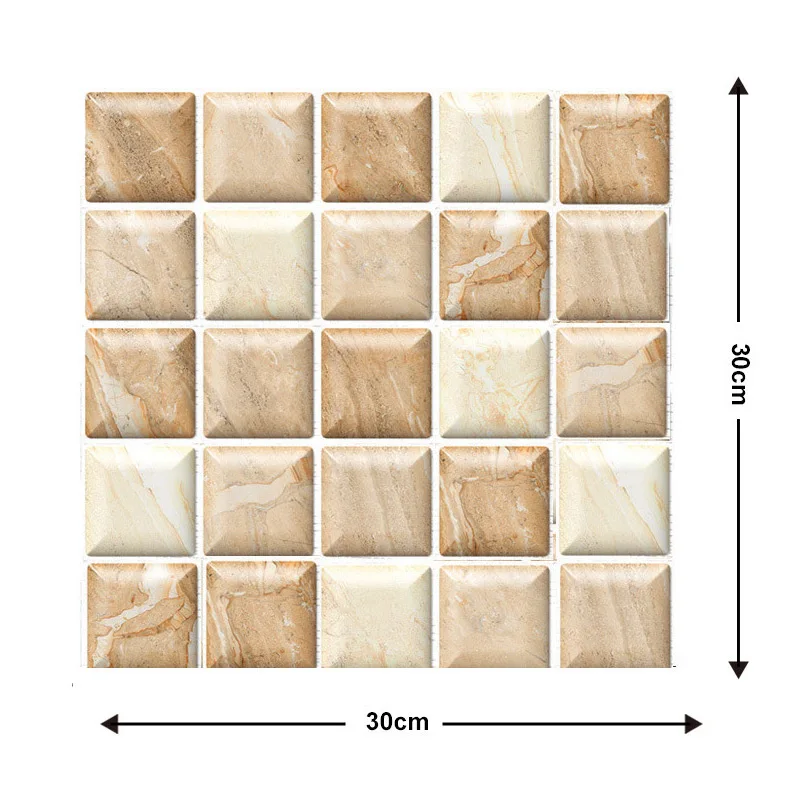 3D Mosaic Tile Sticker Removable Wallpaper Self-Adhesive Wall for Bathroom Kitchen Backsplash PVC Square Decorative Vinyl Decals