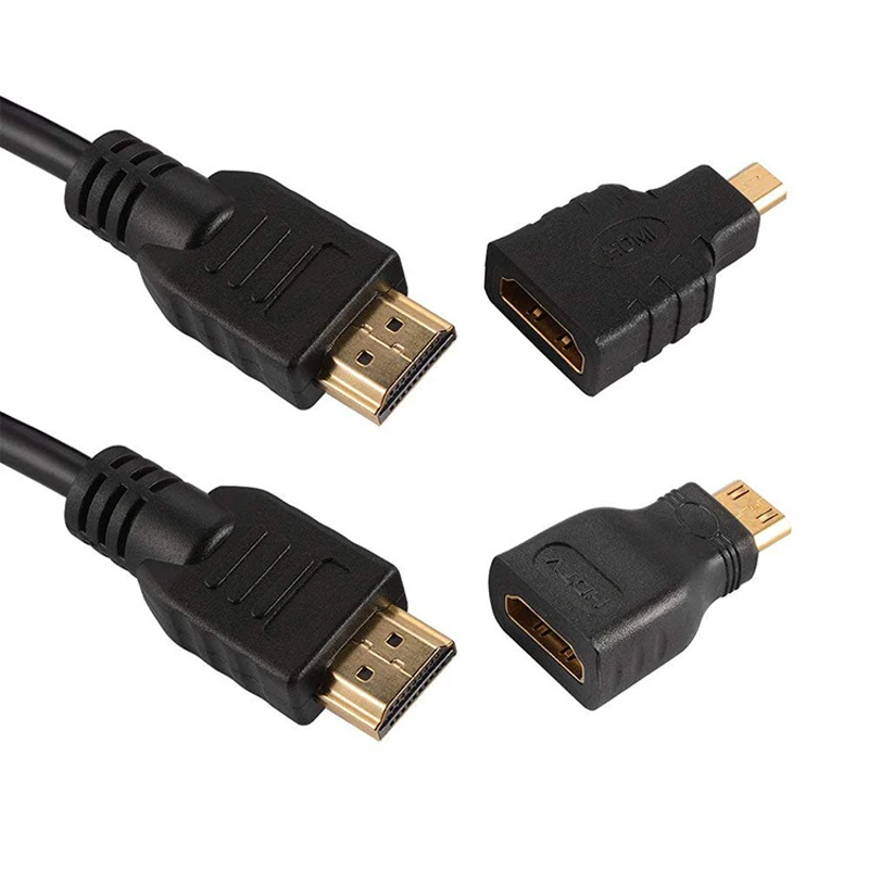 Nowy Adapter Mini HDMI kompatybilny Micro HDMI 1.5m 4K kabel HD, nadaje się do PS3 HDTV DVD XBOX PC Pro