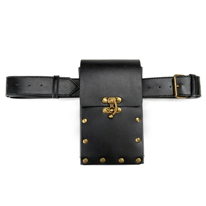 Medieval Waistbelt with Pouch Bag PU Leather Saddle Wallet Men Women Steampunk Viking Pirate Costume