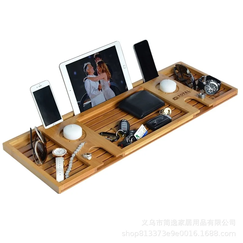 1Pc Wooden Handmade Bath Tray Bathroom Shelves Apply For Pad/Book/Tablet Home Bathrooms Accessories Bathtub Rack NJ72617