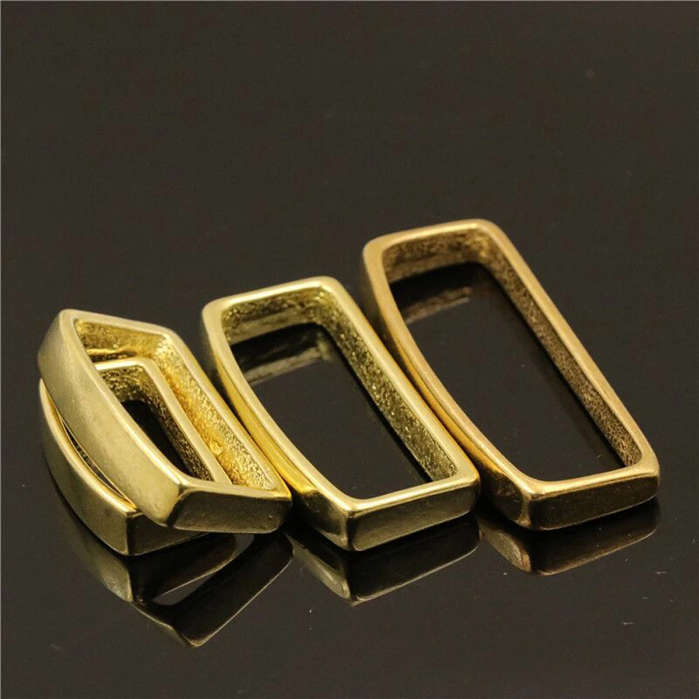 2 Pcs Solid Brass Belt Keeper D Shape Belt Strap Loop Ring Buckle for Leather Craft Bag Strap Belt 16mm 20mm 25mm 32mm 40mm