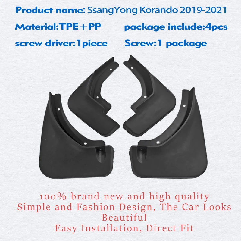 Mudflasp FOR Ssang yong Korando Mudguard Fender Mud Flap Guard Splash Car Accessories Auto Styline Front Rear 4pcs 2019-2021