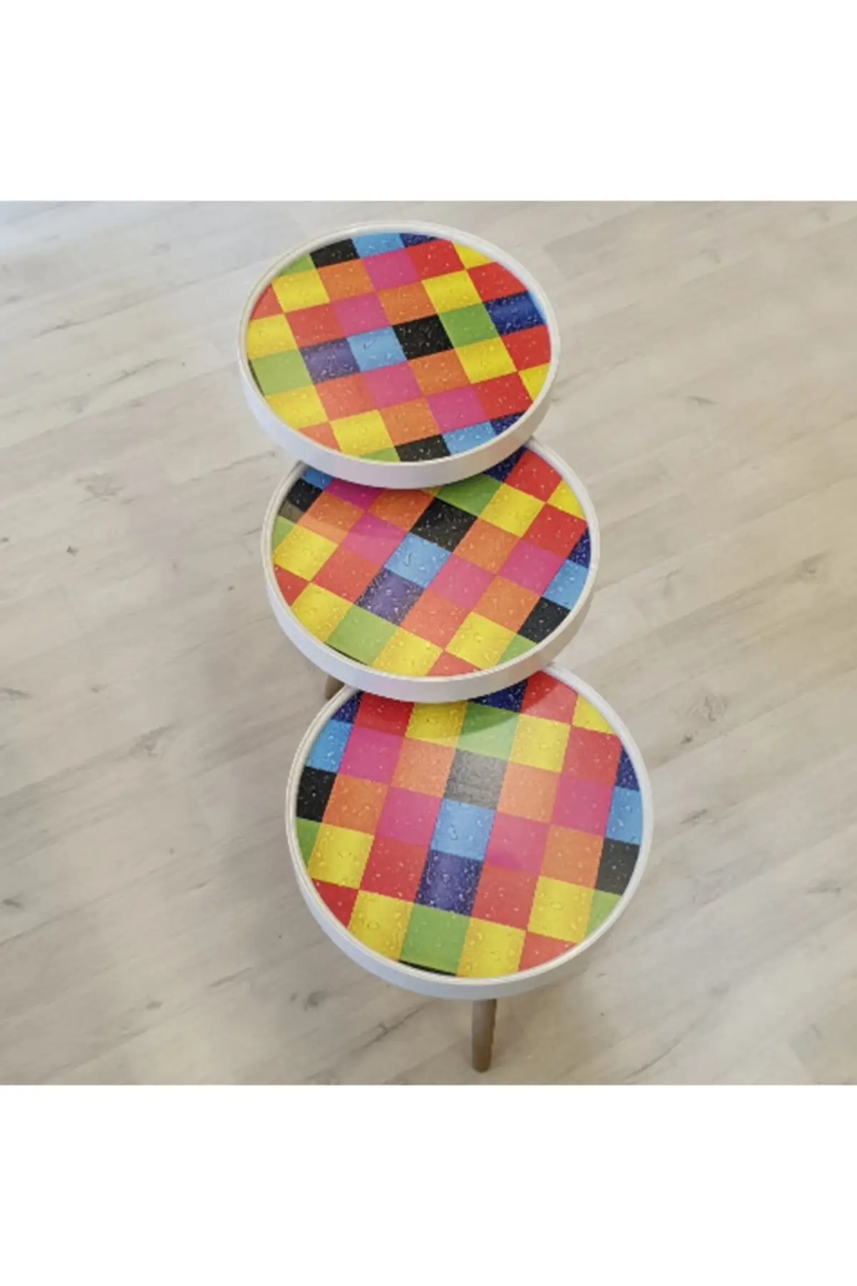 3 stücke Bunte Checkers Zigon Kaffee Tisch