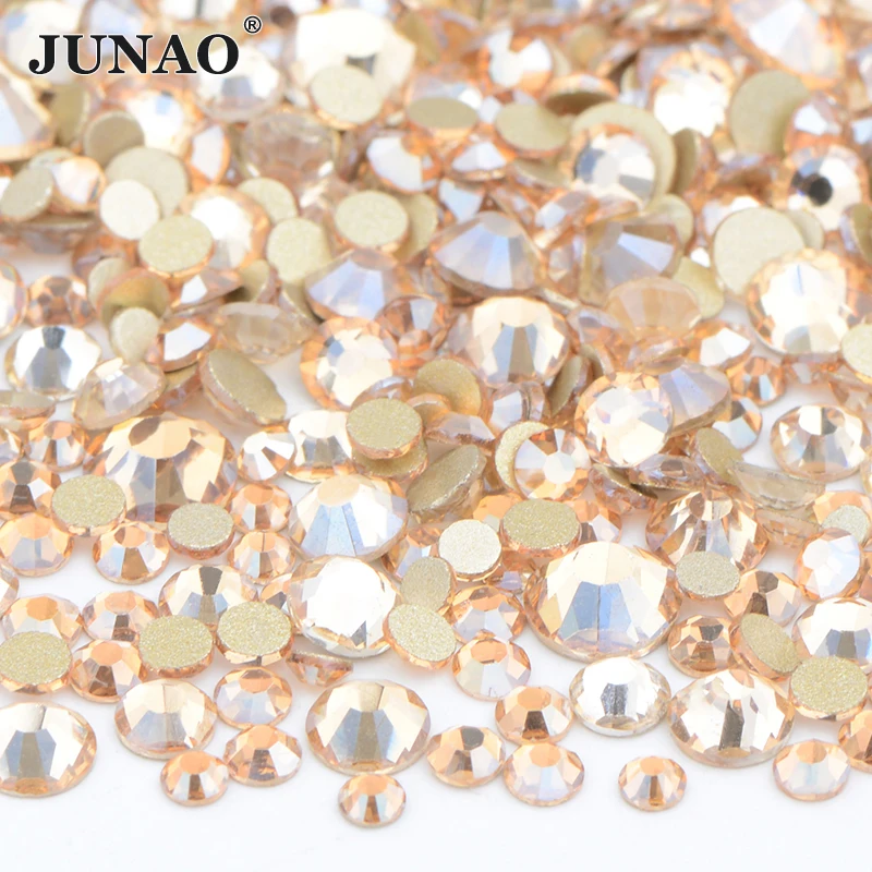 JUNAO 1440Pc Mix Size viola fantasma vetro Strass Glitter cristallo pietra Non Hotfix Strass tondo per Nail Art 3D decorazione fai da te