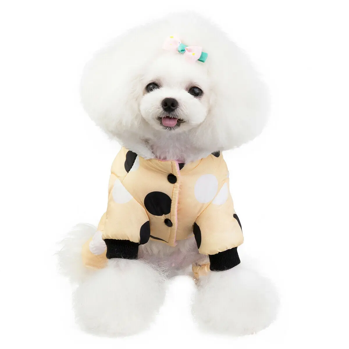 Dot Warm Pet Clothes for Dog Windproof Jackets Outdoor Fleece Hooded Coats Small Dog Winter Jumpsuit Clothing