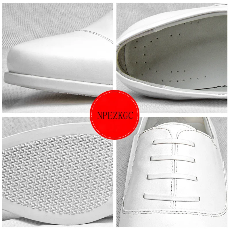 Zapatos Oxford blancos para hombre, calzado Formal con cordones y punta redonda, de cuero, para oficina y boda