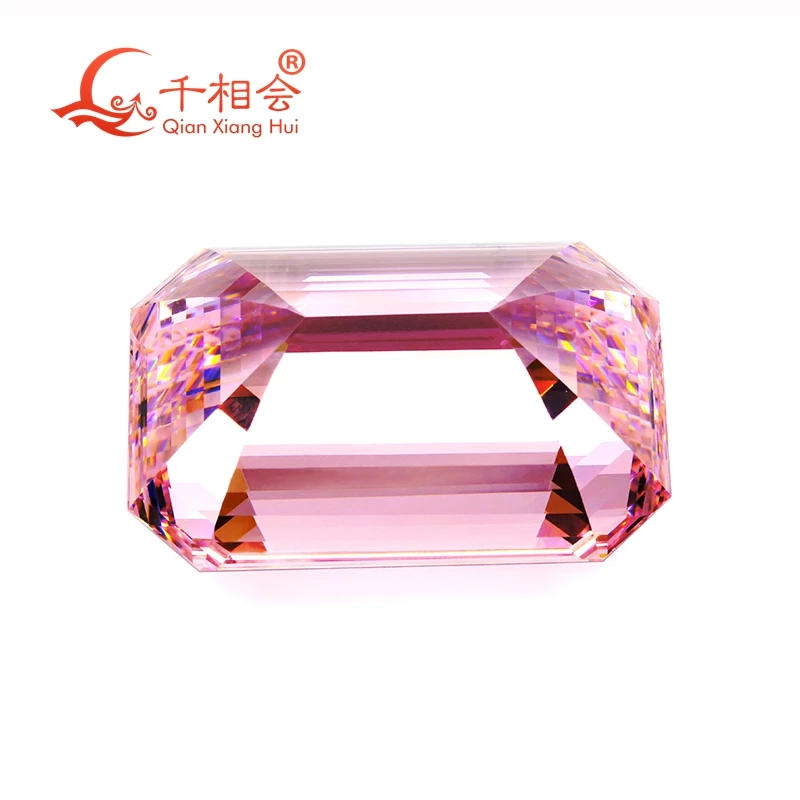 317ct  big size Pink  color  28x40mm rectangle  shape  emreal d cut  cubic zirconia loose stone cz stone