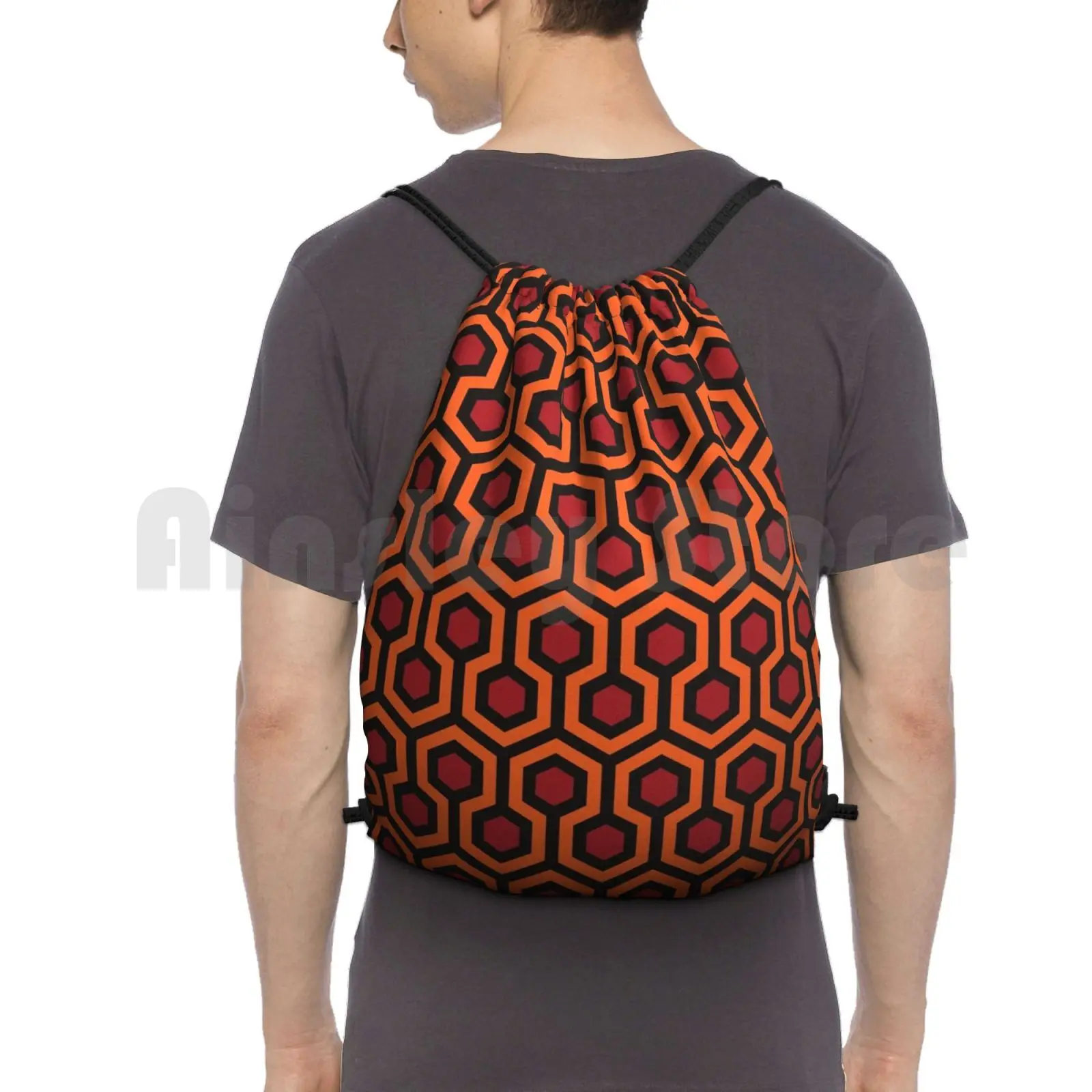 Hi Res-Overlook Hotel 237 Carpet Pattern Backpack Drawstring Bag Riding Climbing Gym Bag Overlook