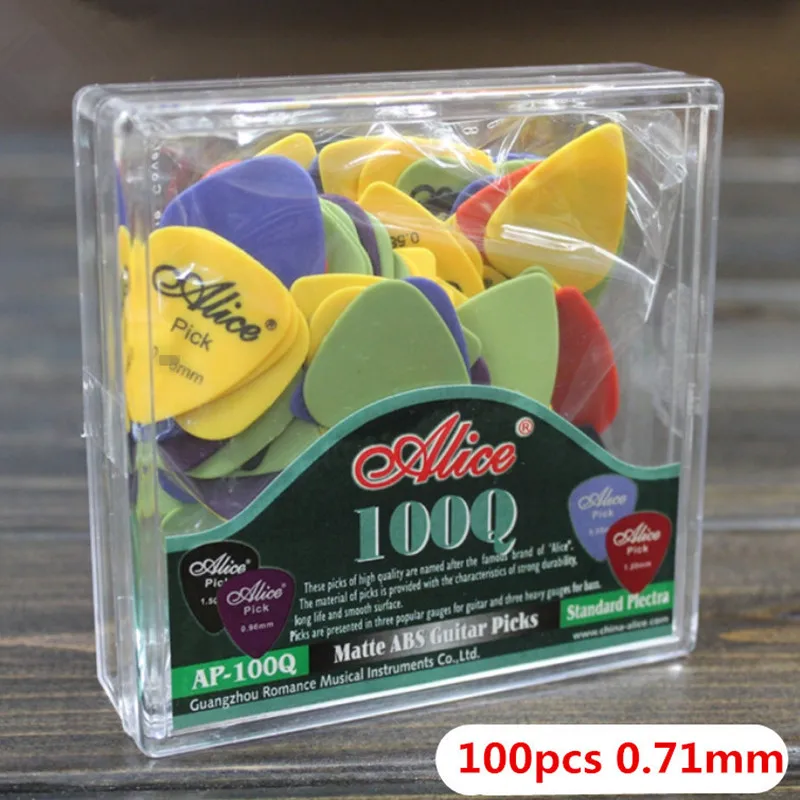 Dünne 0,71 mm Akustik-E-Gitarren-Plektren, Plektrum-Box, 100 Stück, Zubehörteile – Detail 3