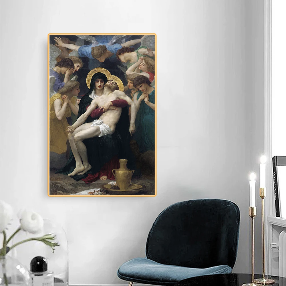 

Citon Canvas Oil painting William Adolphe Bouguereau《The Dead Christ with Angels》Art Picture Modern Wall Decor Home Decoration