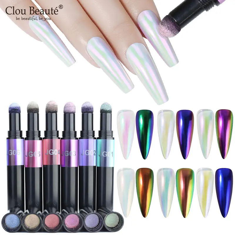 Clou Beaute Nail Magic Powder Auroras Pen Mirror Powder Metallic Dipping Chrome Nail Art UV Gel Polish Manicure Accessory