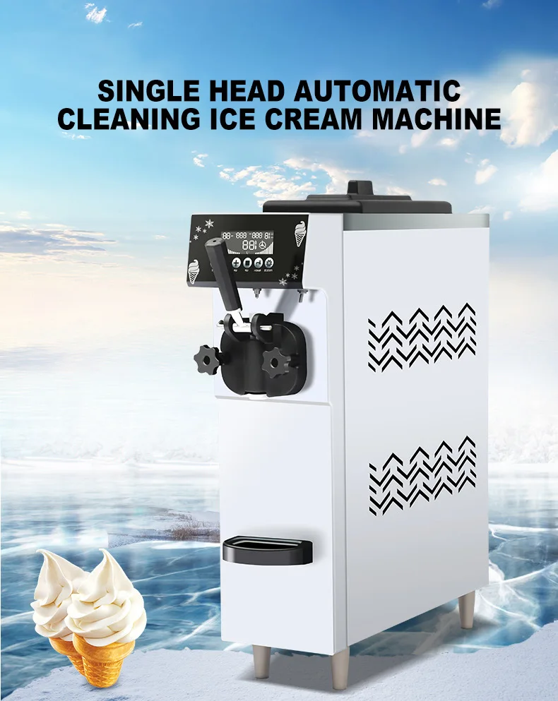 

Ice Cream Machine Single Head Commercial Stainless Steel Intelligent Automatic Cleaning Ice Cream Maker Machine