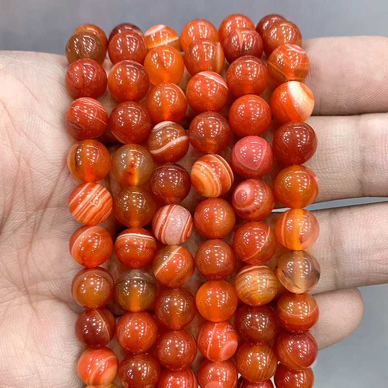 Natural Stone Banded Red Lace Agates Round Beads Diy Bracelet Necklace Pendants for Jewelry Making 15