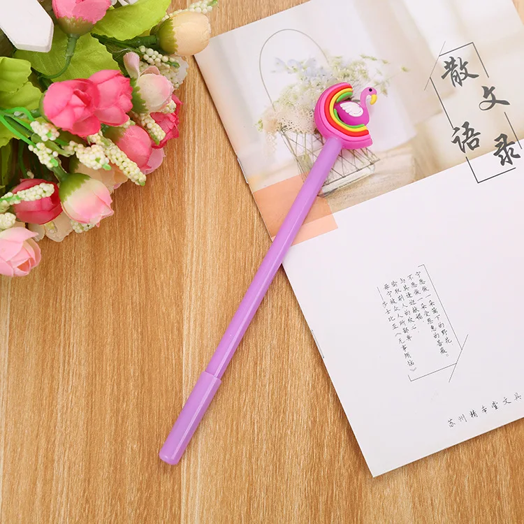 24 pcs Creative stationery rainbow swan gel pen cartoon flamingo cute student signature pen factory wholesale