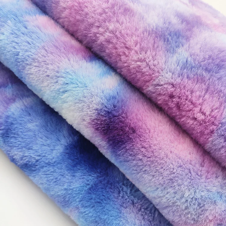 

Tie-dyed Rainbow Rabbit Hair Velvet Plush Fabric, Polyester, DIY Sewing, Fashion, Coat, Toy, Pillow, Pet Nest, Flannel Cloth