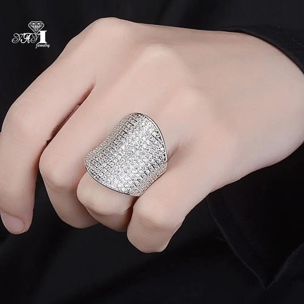 YaYI Fine Jewelry Luxury 300+pcs White Gemstones Zircon Silver Color Engagement Wedding Party Expensive Rings Gifts