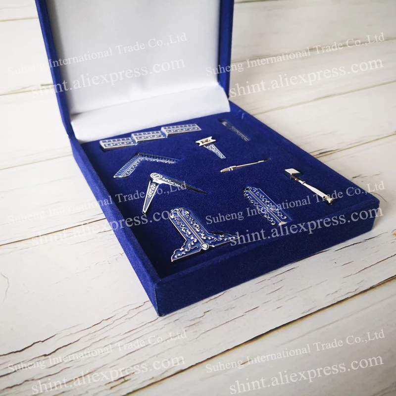 Masonic Miniature Working Tools one Set with blue  box Mason Freemason Gift 9 pieces commemorative for present