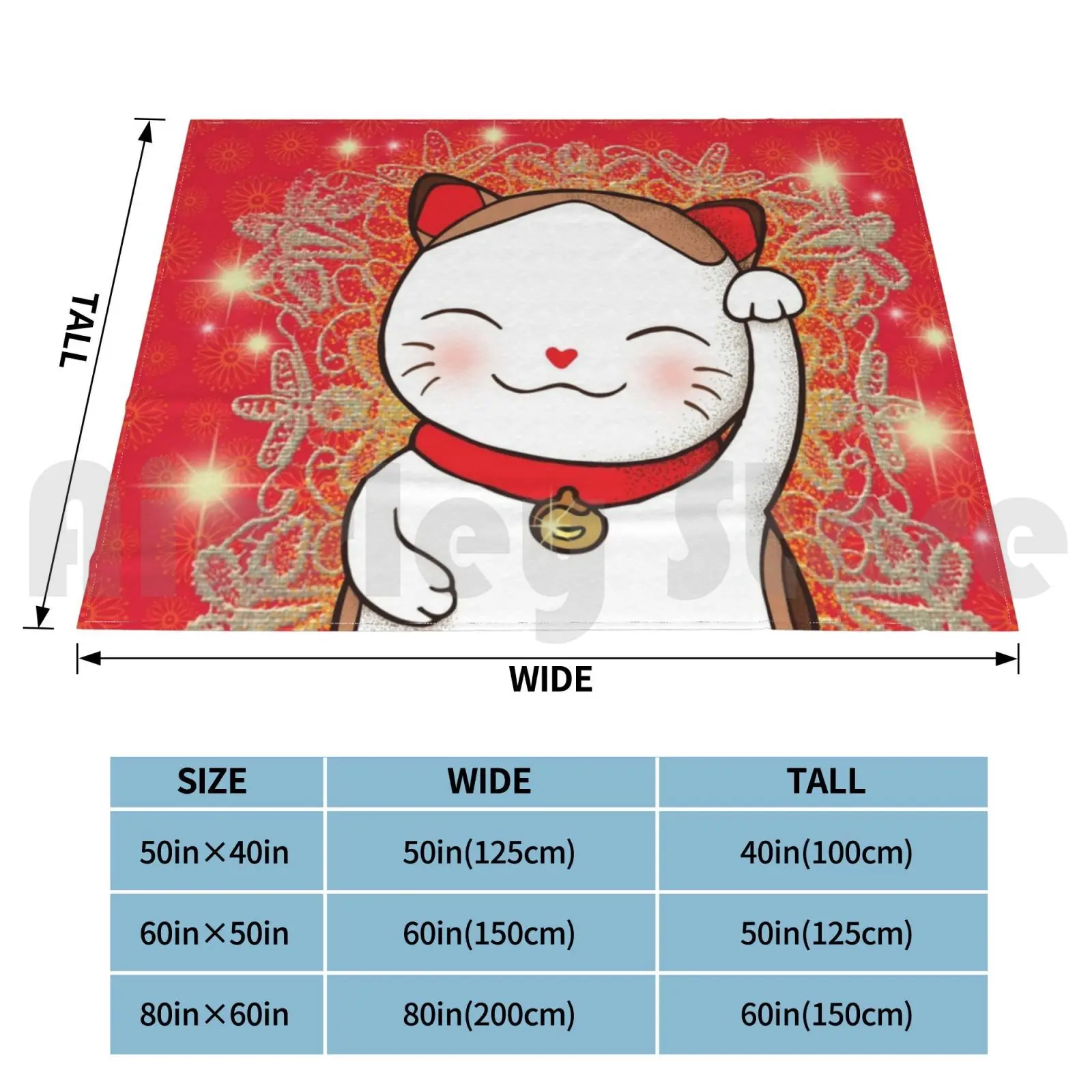 Maneki Blanket Fashion Custom Lucky Cat Fortune Cat Maneki Neko Cat Cute Cat Japan Fortune Luck Amulet