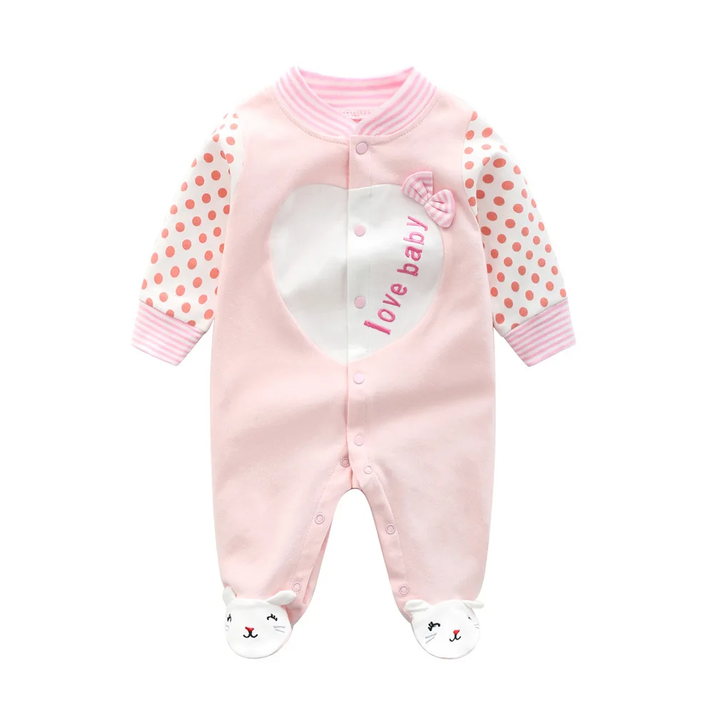 Vêtements d\'automne en coton pour bébés filles, barboteuse mignonne