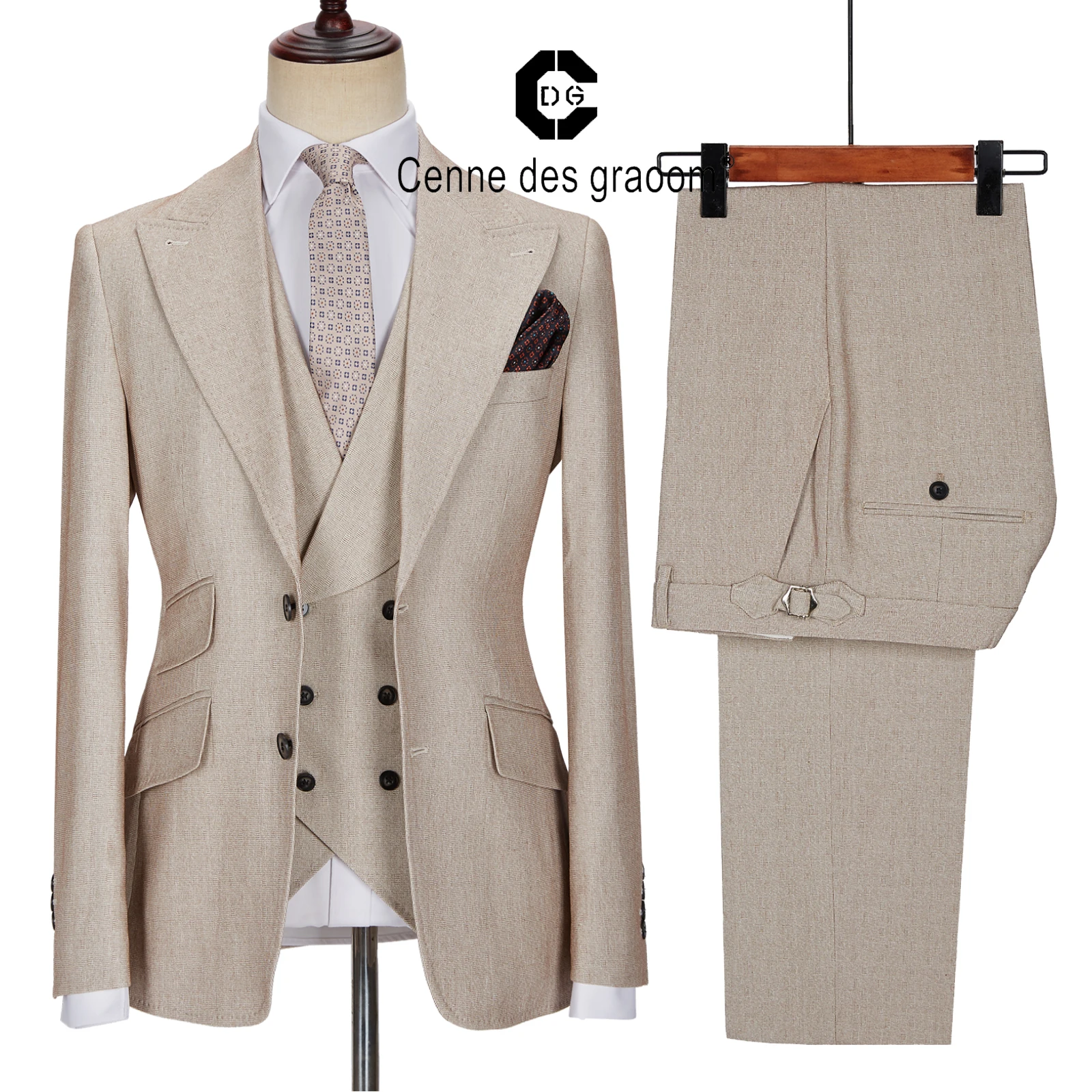 Cenne Des Graoom New Men Suits Set Tailor-Made Clothes Costume Homme Tuxedos Wedding Dress Casual Blazer Jacket Vest Pants TA-V