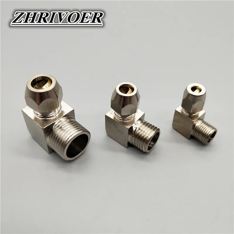 تركيبات هوائية ذكر الموضوع 1/8 "1/4" 3/8 "1/2" الكوع النحاس صالح 4 6 8 10 12 14 16 مللي متر OD أنبوب مقرنة محول موصل