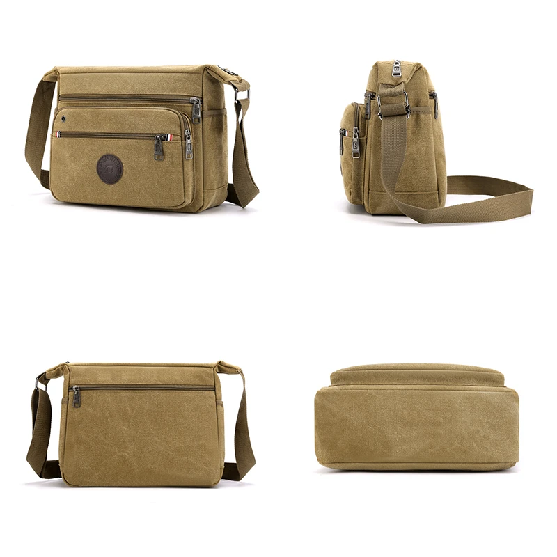 Good Qualtiy Men Travel Bag Canvas Casual Men Shoulder Crossbody Outdoor Bags Mens Travel School Retro Zipper Shoulder Bags 2024