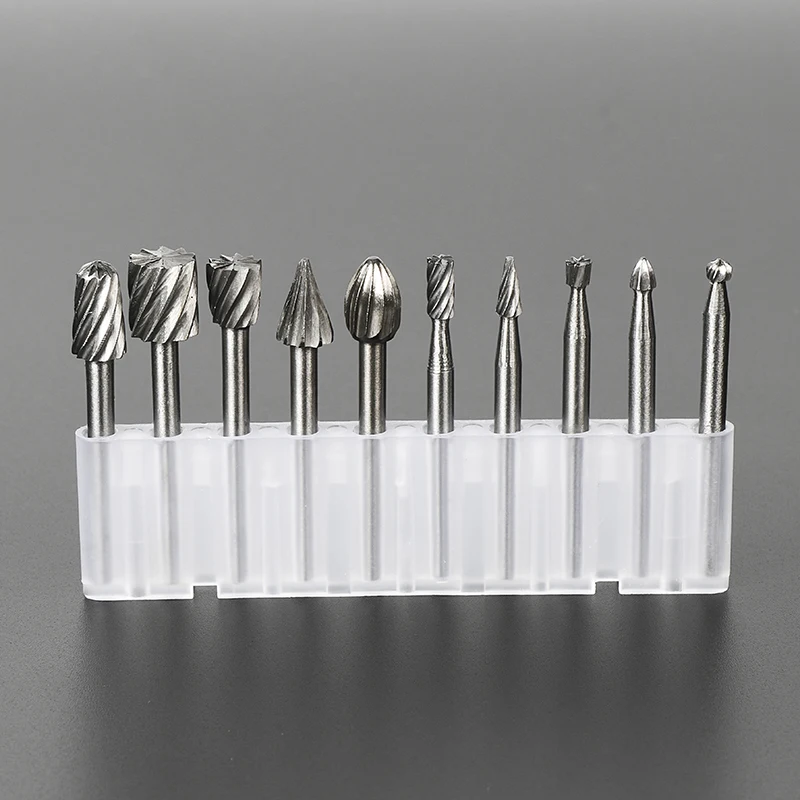 10 Pz/set HSS Rotary Burr Mill Cutter Routing Router Bit Mini Trapano Utensile Rotante Accessori Lavorazione Del Legno Lavorazione Dei Metalli Con Scatola