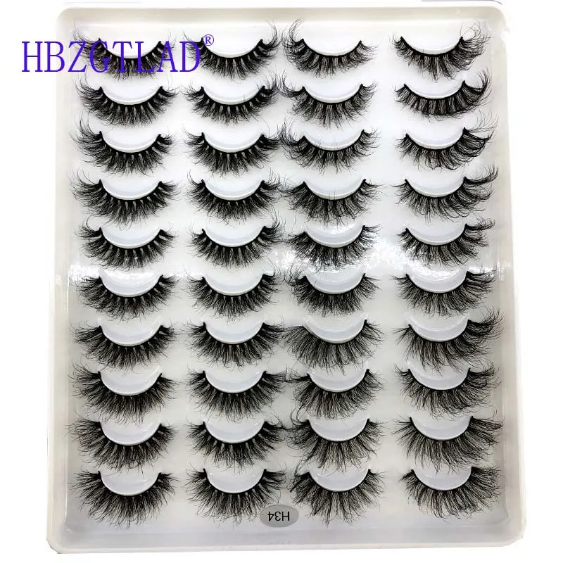 New 20 Pairs Thick 3D Mink False Eyelashes Natural Long Wispies Bushy Fluffy Lashes 18-25mm Reusable Eye Makeup Beauty Extension