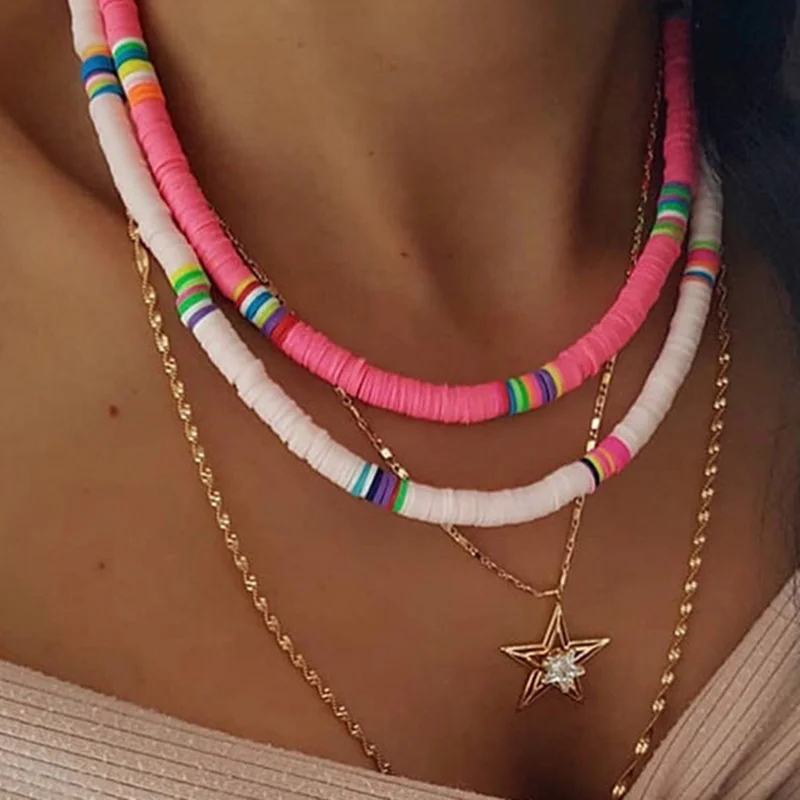 Imagen 6: Cuentas redondas planas de arcilla polimérica de 6mm, disco de Chip, espaciador suelto hecho a mano para hacer joyería DIY, pulsera, encontrar colores mezclados # RT RT