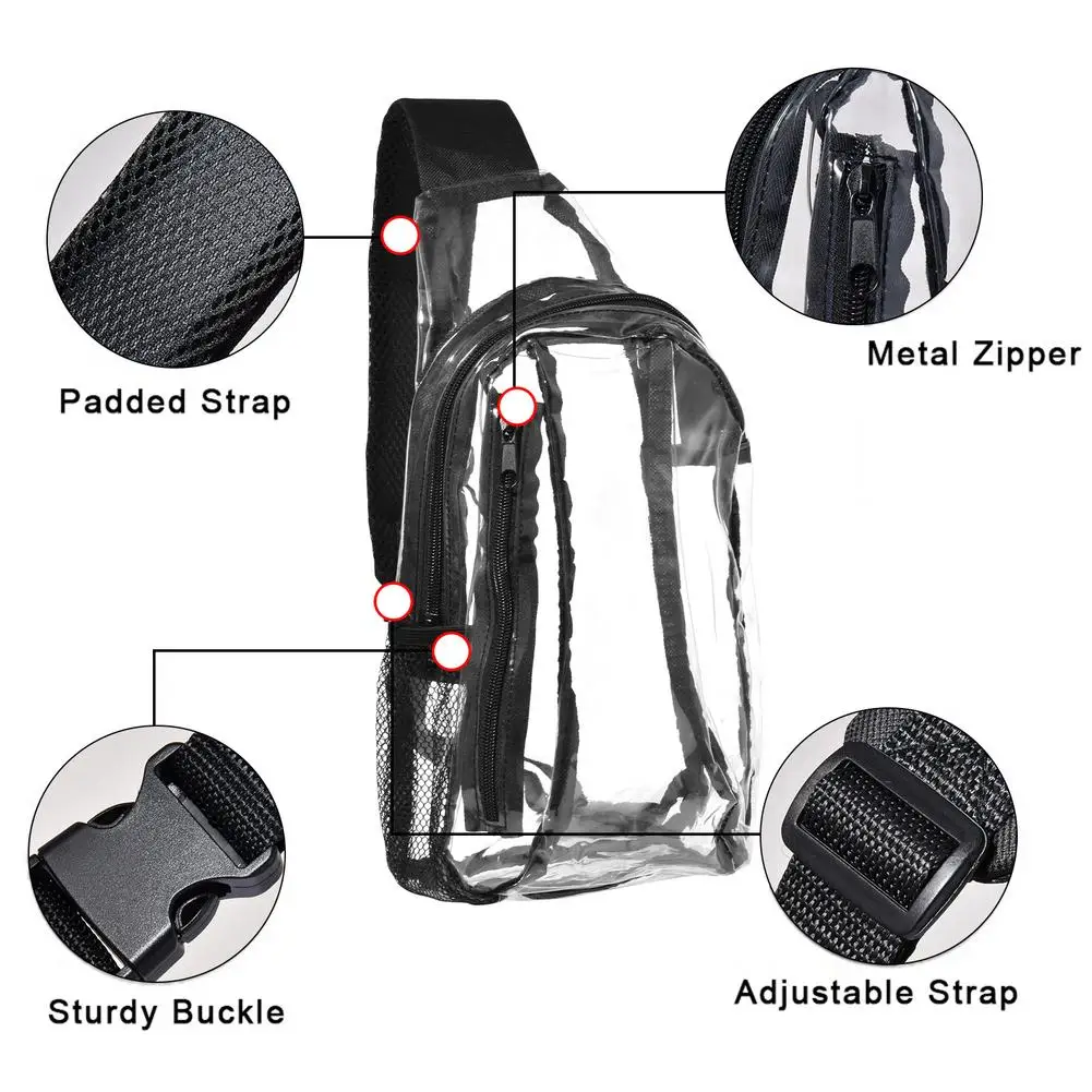 Klar Sling Tasche Mini PVC Crossbody Schulter Rucksack Transparent Casual Brust Daypack Unsex Für Wandern Stadion Oder Konzerte