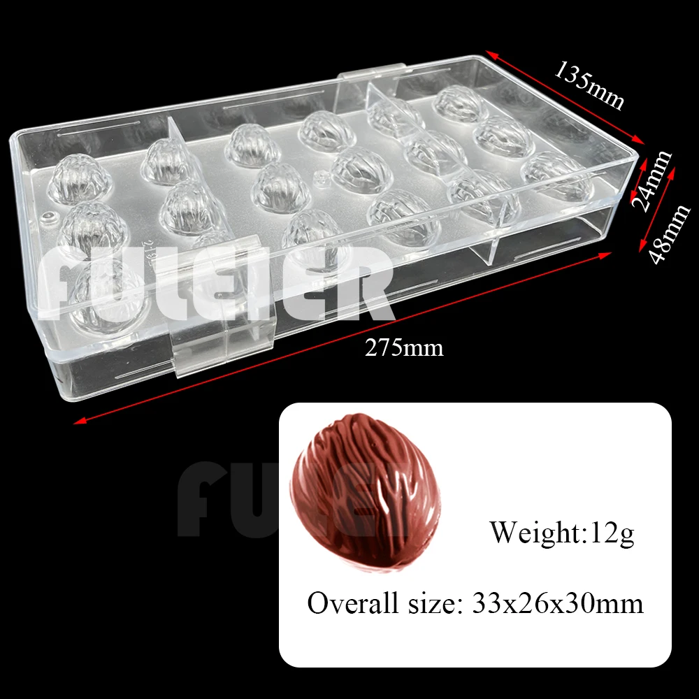 Pecan Shape Polycarbonate Chocolate Mold For Baking Candy Mold Confectionery Tool Bakeware Cake Mold