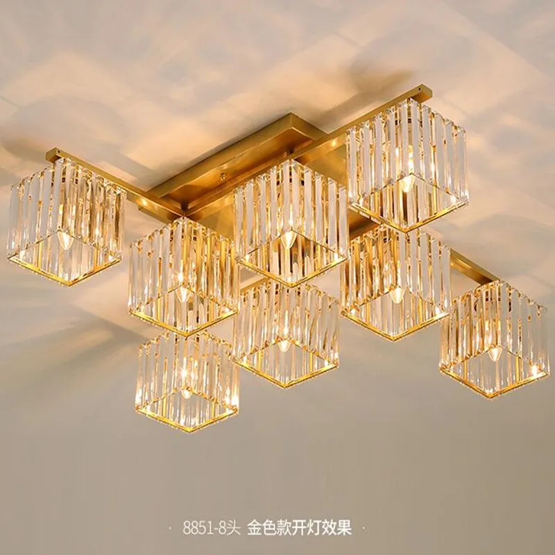 

New style square crystal ceiling lamp in living room