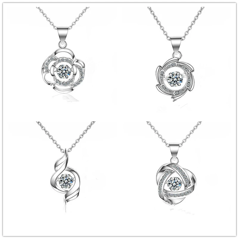 Exquisite Crystal Flower Pendant Necklace For Women Jewelry Bright Stone Lady Silver 925 Clavicle Necklace Female Choker Bijou