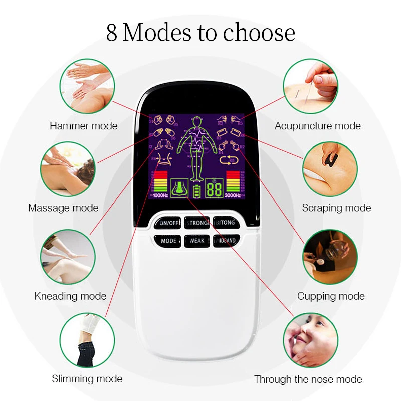 Masajeador de pulso electrónico Tens, EMS estimulador muscular, máquina de alivio del dolor, terapia de mioestimulador para quemador de grasa