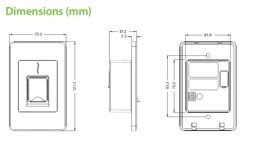 Imagem -06 - Biométrico Fingerprint Reader Access Control Compatível com Inbio Board Rs485 Aço Inoxidável