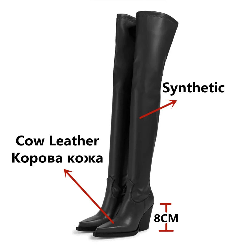 FEDONAS Tight High Boots Sexy Fashion Women Over-The-Knee Boots Autumn Winter Pointed Toe Genuine Leather High Heels Shoes Woman