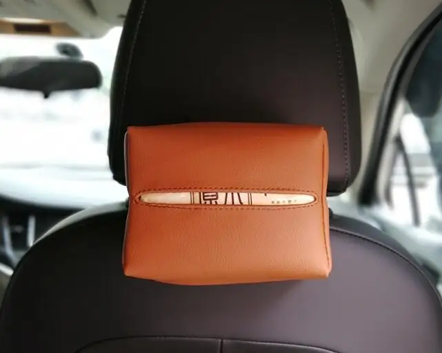 Universal Car Seat Back Armrest Leather Tissue Box Auto Pumping Cassette Holder Creative Removable Paper Napkin Box