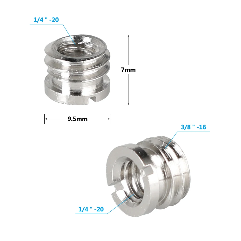 HDRIG 1/4 "-20 hembra a 3/8"-16 macho Micro adaptador de tornillo (5 piezas)