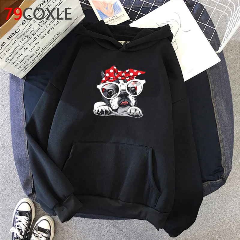 French Bulldog hoodies female Korea Oversized grunge graphic women sweatshirts pullover Korea