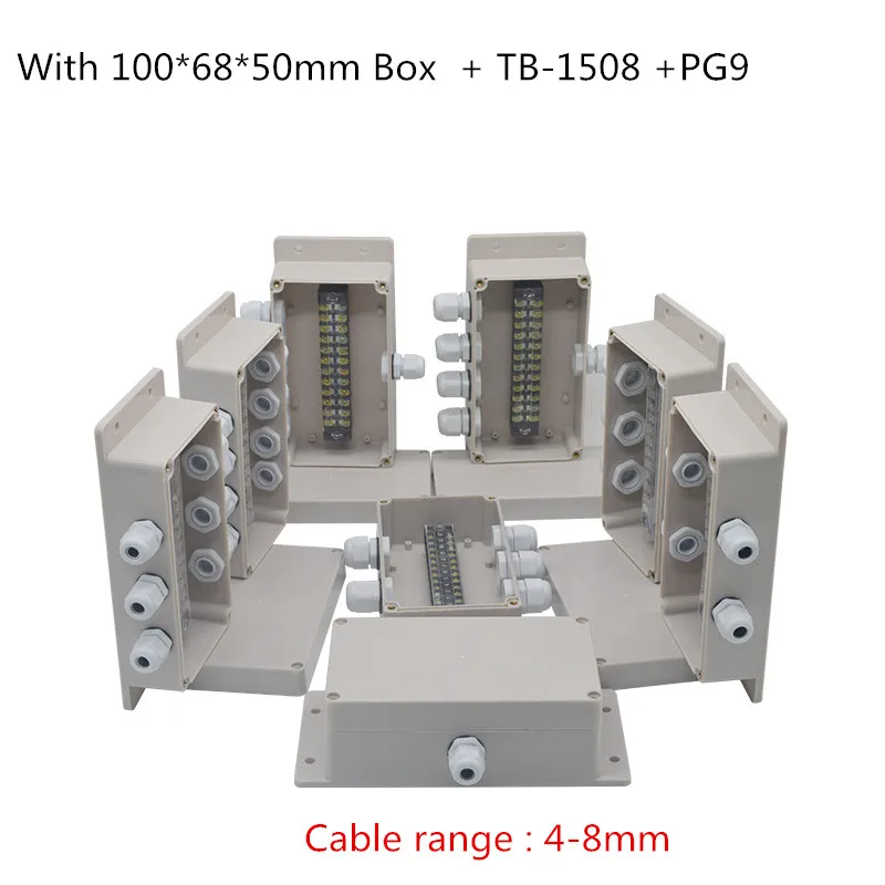 Waterproof Electrical Outdoor Junction Box with terminal TB-1508 100x68x50mm Sealed Switch Plastic Enclosure Case Electrical Box