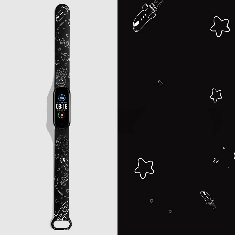 Strap For Xiaomi Mi Band 4 3 5 6 watch band Creative graffiti style Silicone bracelet replacement remix of mi band 4 mi band 6