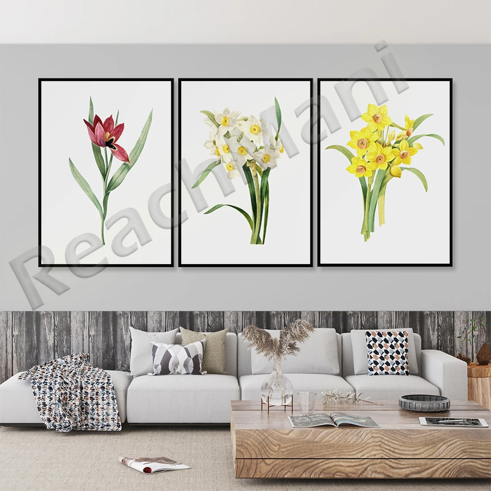 Retro Plant Tulip Wall Art Print Instant Download Minimalist Flower Poster