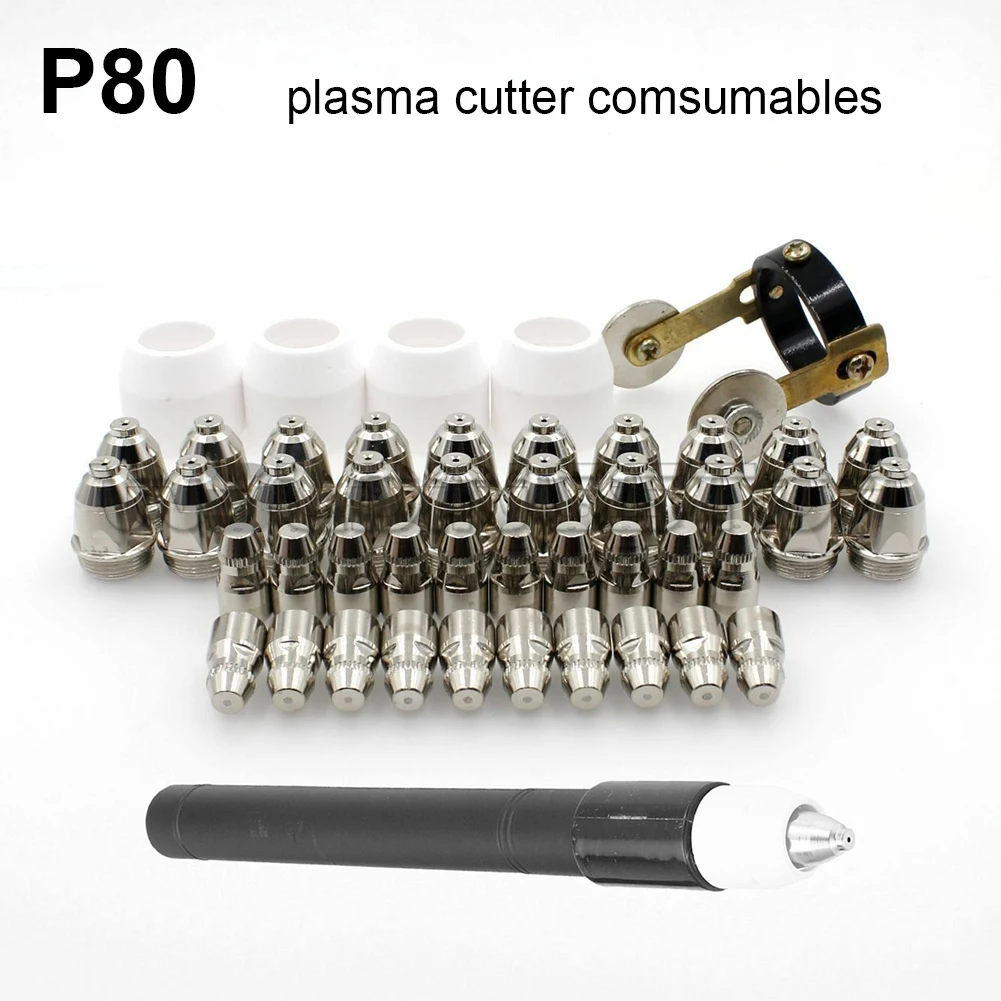 CUT80 LG80 80A Inverter Plasma Cutter P80 Cutting Gun Consumables Electrodes Tips Nozzle Roller Guide Straight Cutting Torch