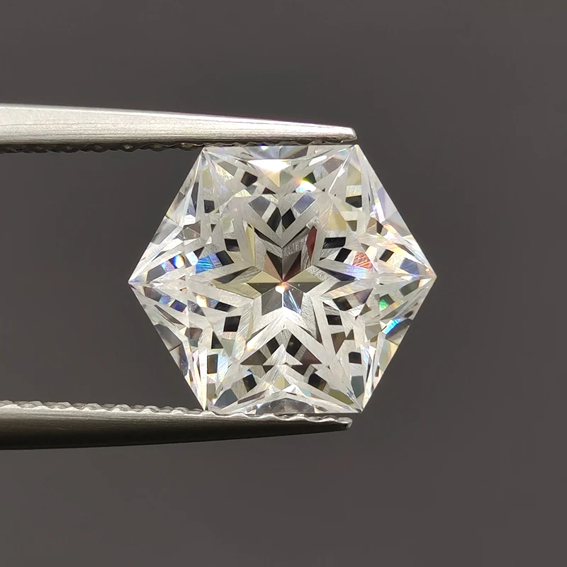Letmexc Hexagram Cut White Cubic Zirconia Loose Stone High Carbon CZ Gemstone 2