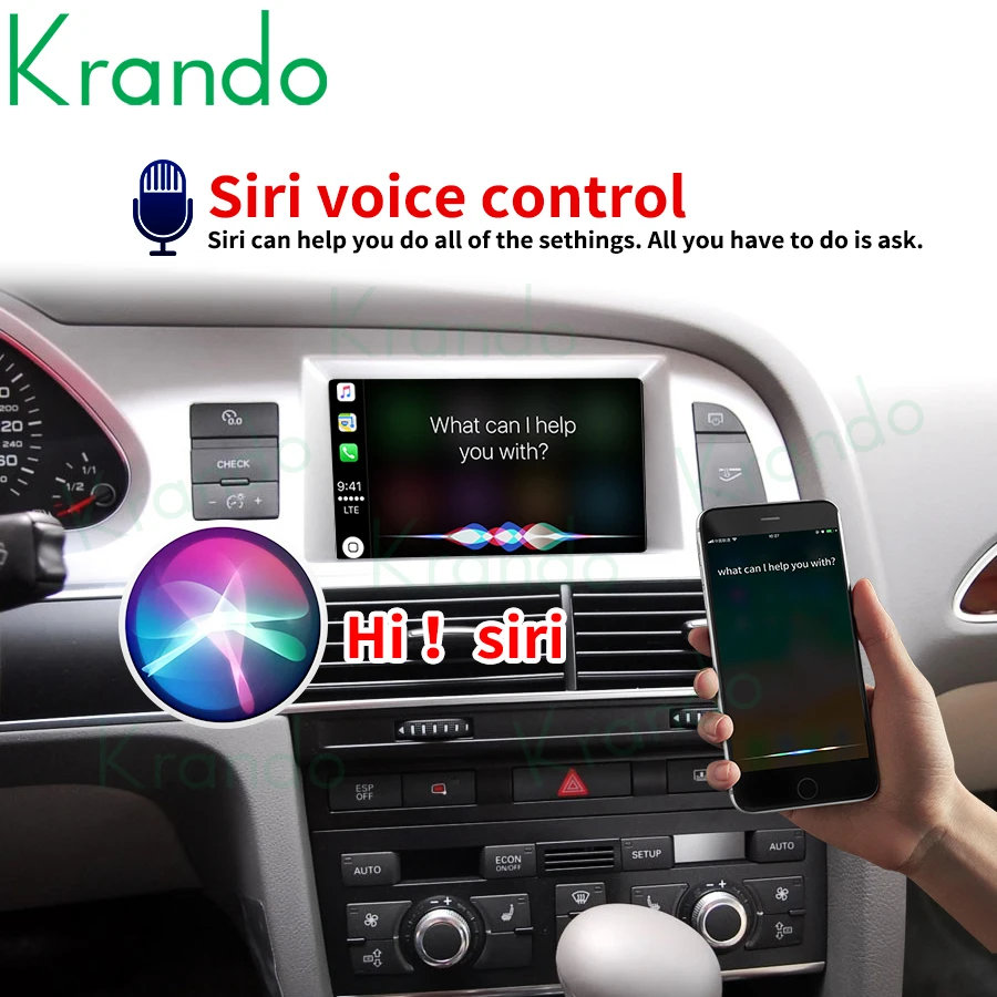 Krando Android Auto Wireless CarPlay Interface Box For Audi A6 A6L A7 A7L Module BT Siri Control MirrorLink Support Camera