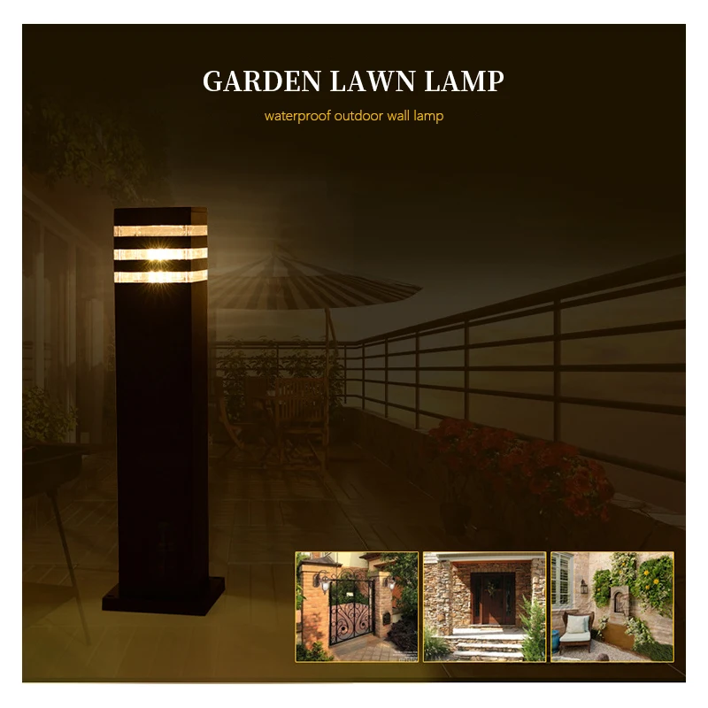 Lampe LED Imperméable au Design Moderne, Luminaire Décoratif d'Extérieur, Idéal pour une Pelouse, un Jardin, une Villa, un Parc ou une Cour, 60cm