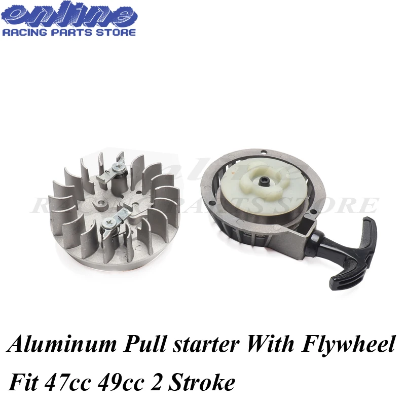 Aluminum Pull starter With Flywheel Easy to Pull Fit 47cc 49cc 2 Stoke Mini Dirt Pocket Pit Bike Moto ATV Quad